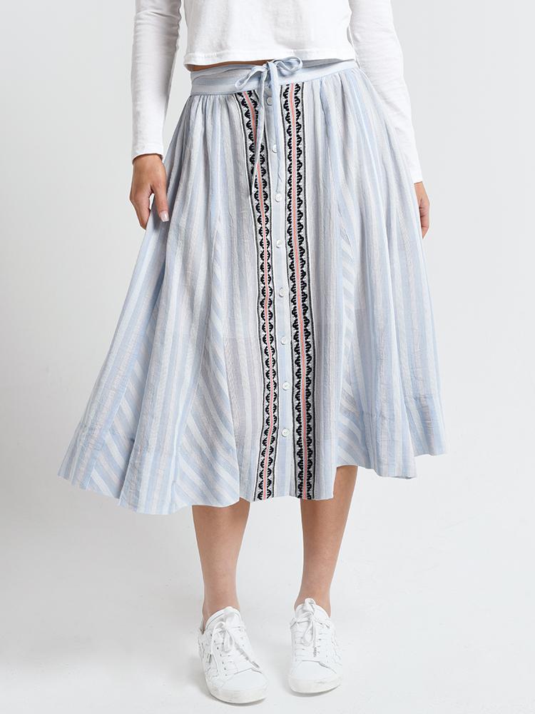 Lemlem Nefasi Button Down Skirt - Saint Bernard