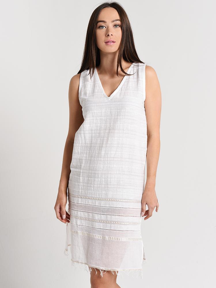 Lemlem Kalali V Neck Dress - Saint Bernard