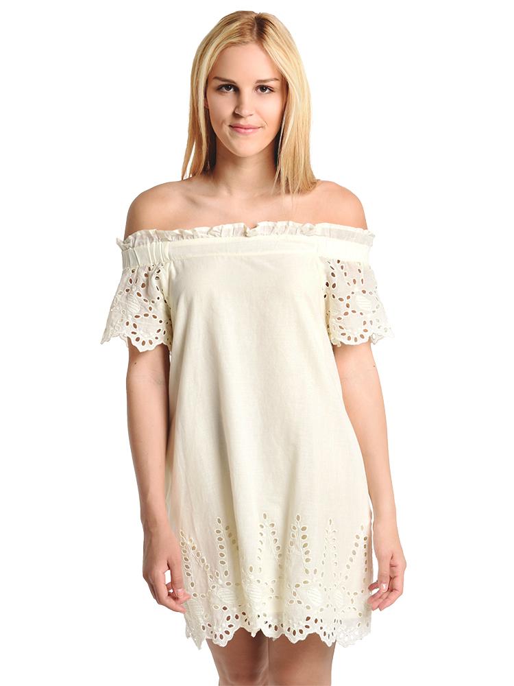 Ellison Flower Off the Shoulder Dress - Saint Bernard
