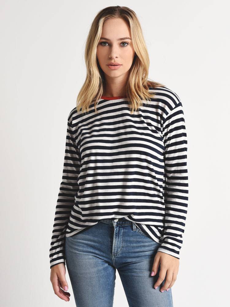 Velvet Slub Knit Stripe Top - Saint Bernard