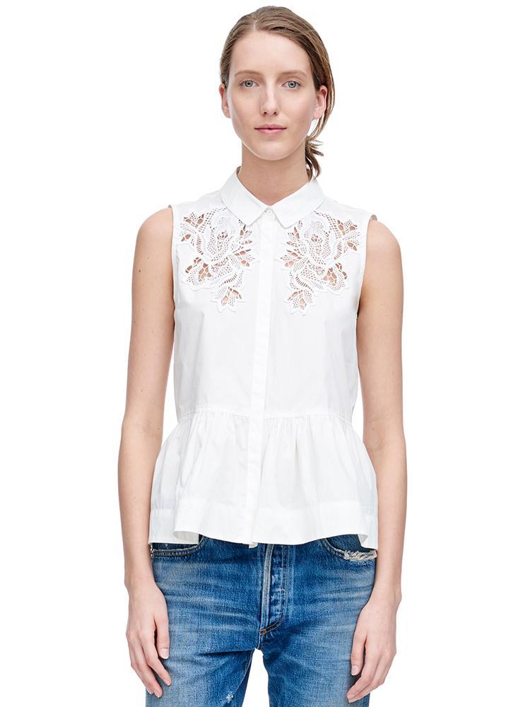 Rebecca Taylor Sleeveless Poplin Top - Saint Bernard