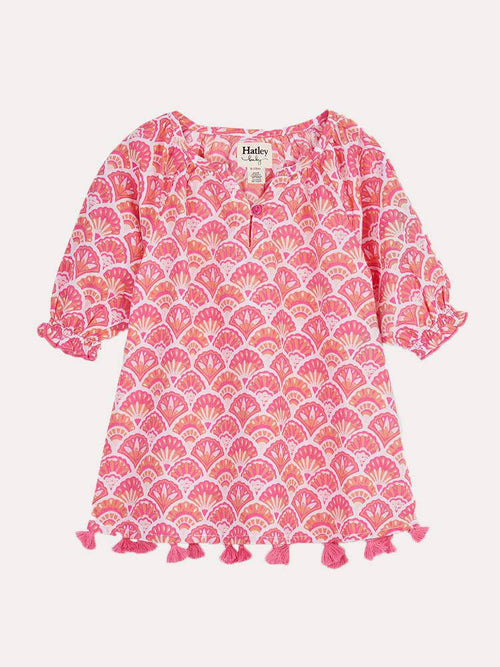 Hatley Girls' Scallop Shells Baby Notched Neck Dress - Saint Bernard