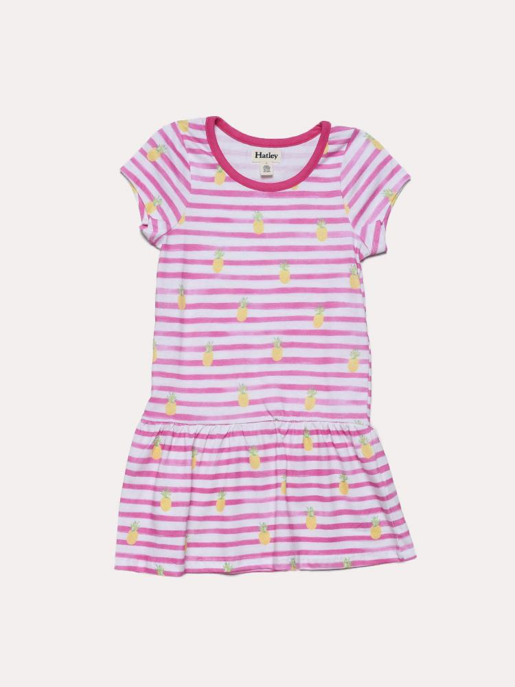 Hatley Little Girls' Painted Pineapples Drop Waist Dress - Saint Bernard