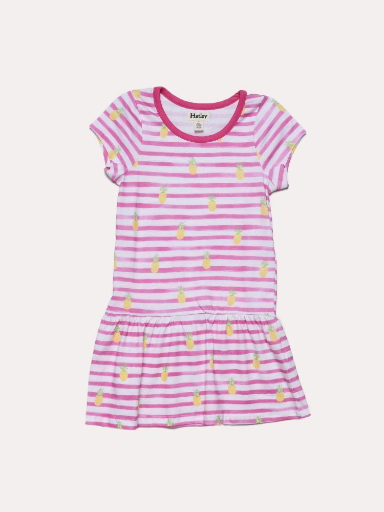 Hatley Little Girls' Painted Pineapples Drop Waist Dress - Saint Bernard