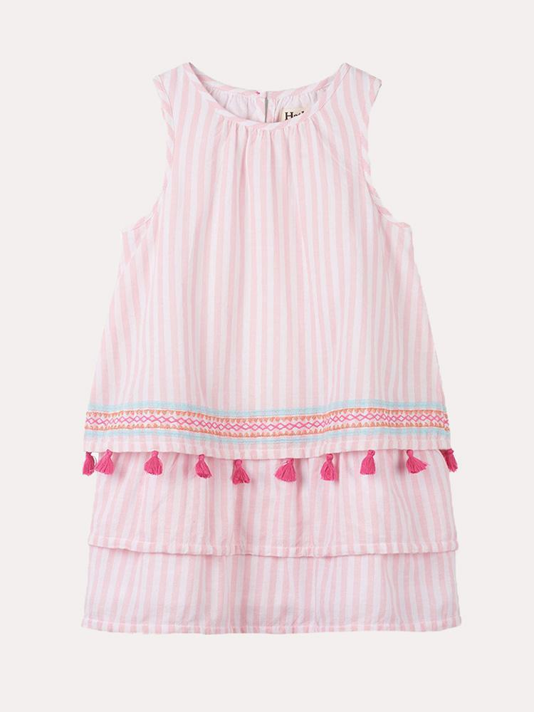 Hatley Girls' Tropical Stipes Layered Dress - Saint Bernard