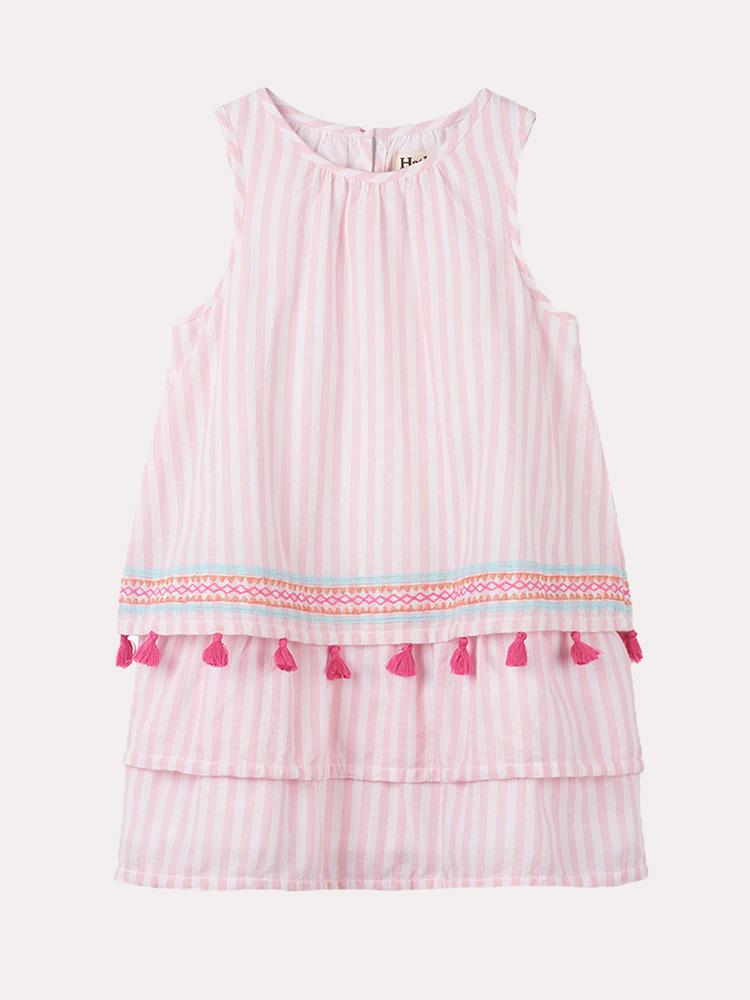Hatley Girls' Tropical Stipes Layered Dress - Saint Bernard