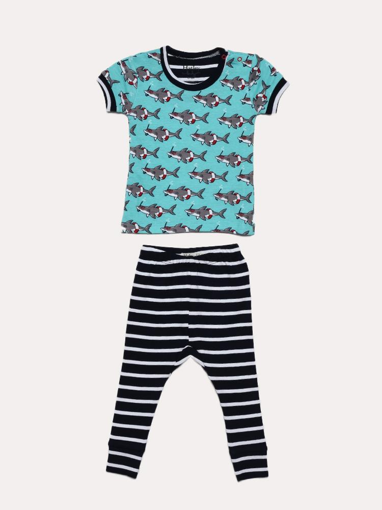 Hatley Little Boys' Snorkeling Sharks Organic Cotton Pajama Set - Saint Bernard