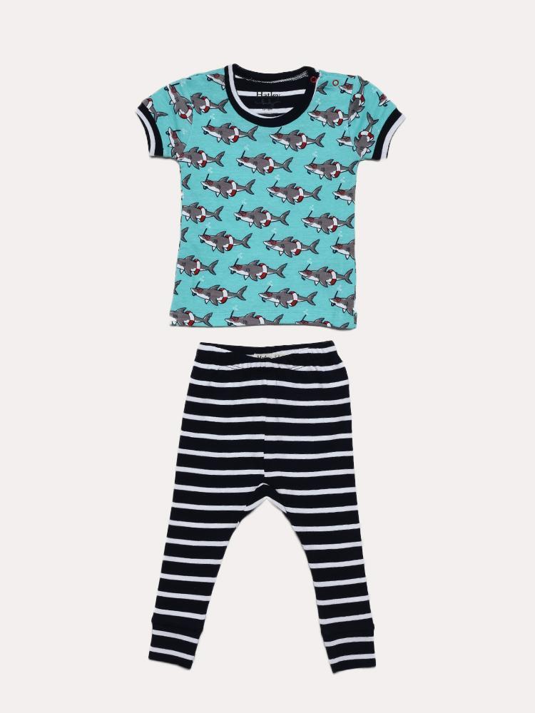 Hatley Little Boys' Snorkeling Sharks Organic Cotton Pajama Set - Saint Bernard