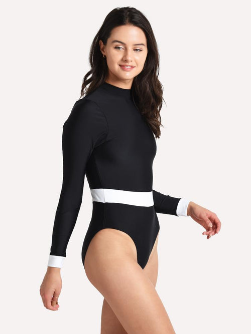 Perfect Moment Women's Wet Sprint Color-Block Long-Sleeve Swimsuit
