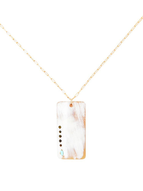 Annie O`Grady Designs Rectangle Horn With Turquoise And Tourmaline Necklace