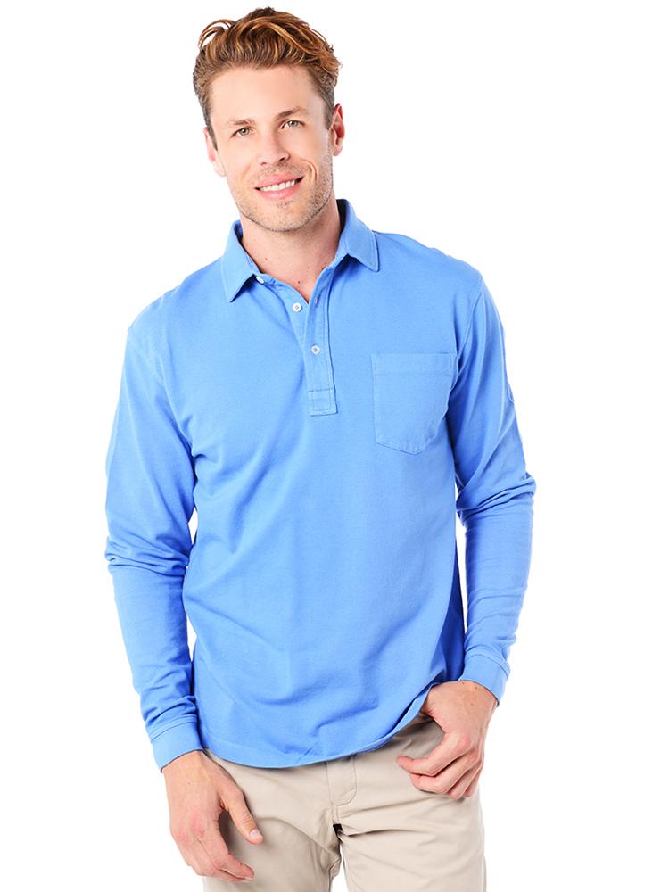 Saint Bernard Men's Vintage Garment Dyed Pique Long Sleeve Polo - Saint Bernard