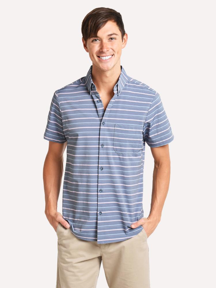 Mizzen + Main Havel Short Sleeve Trim Fit Button Down Shirt - Saint Bernard