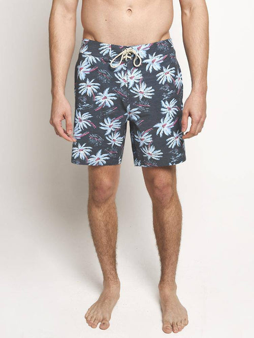 Faherty Brand Classic Boardshort 7inch Midnight Palm Hawaiian