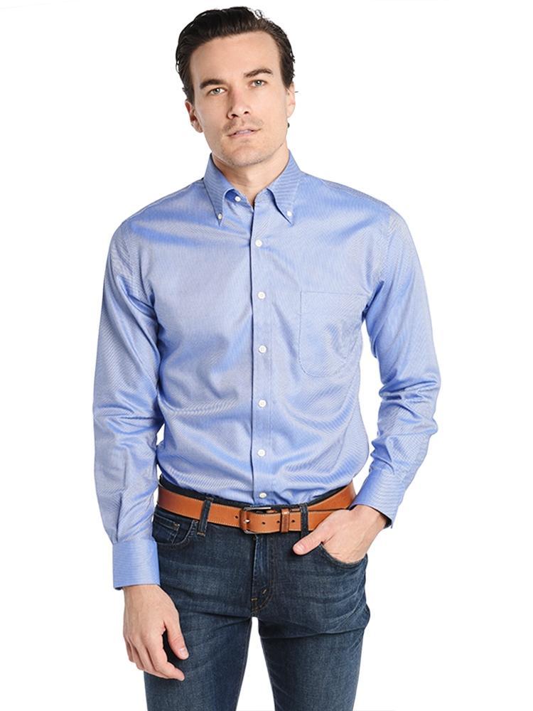 Peter Millar Men's Long Sleeve Nano Luxe Royal Oxford Shirt - Saint Bernard
