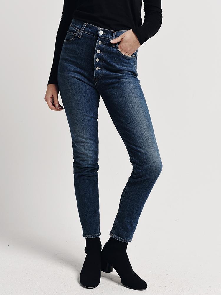 Citizens of Humanity Olivia Exposed Fly High Rise Slim Ankle Jean - Saint Bernard