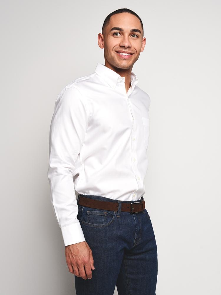 Peter Millar Men's Crown Soft Pinpoint Sport Shirt - Saint Bernard
