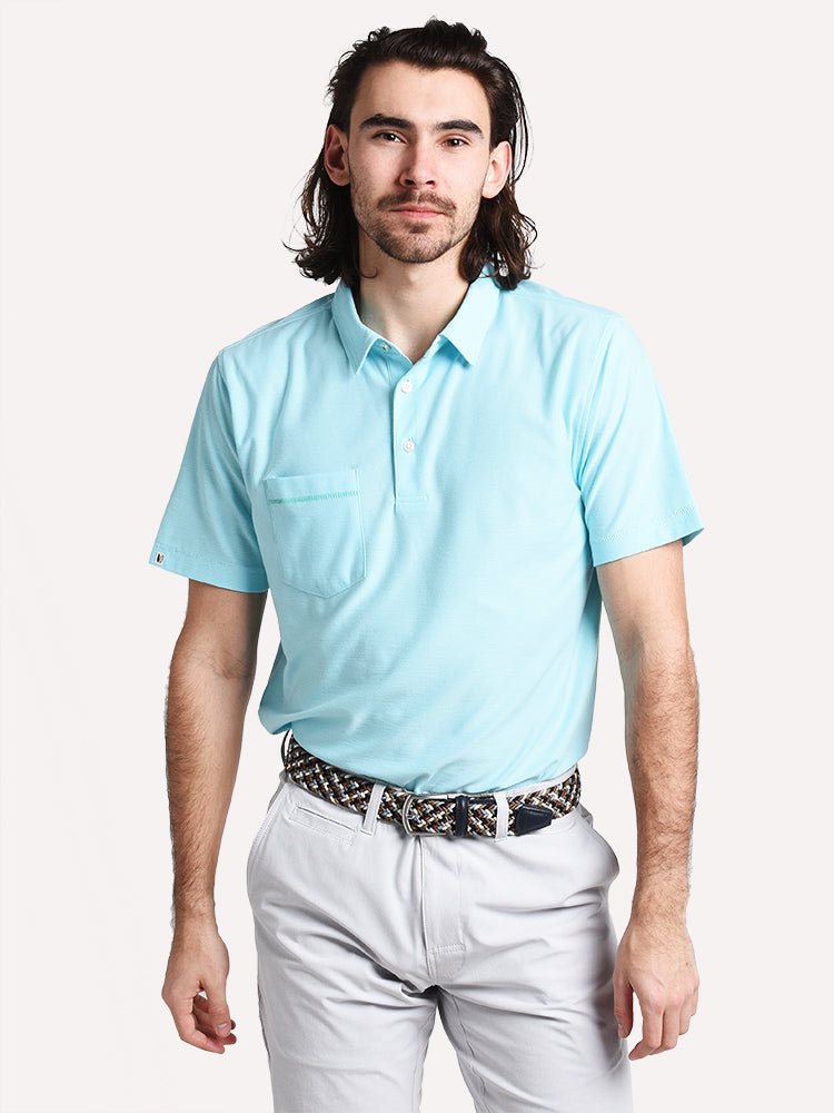 Linksoul Dry Tech Cotton Stripe Pocket Polo - Saint Bernard