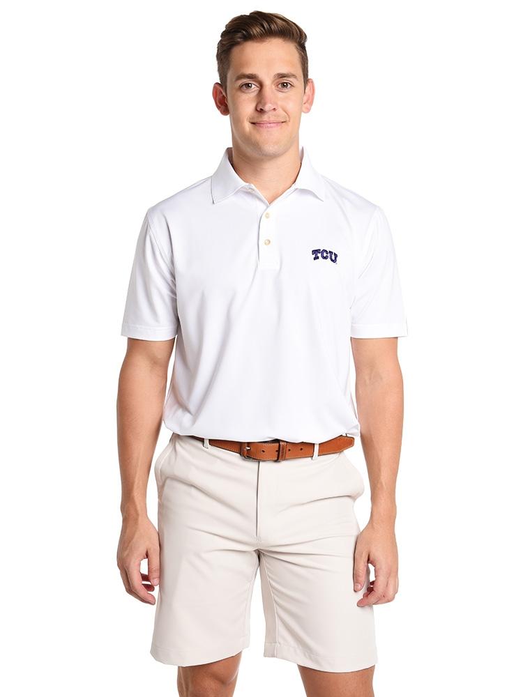 Peter Millar Men's Collegiate Solid Stretch Jersey Performance Polo