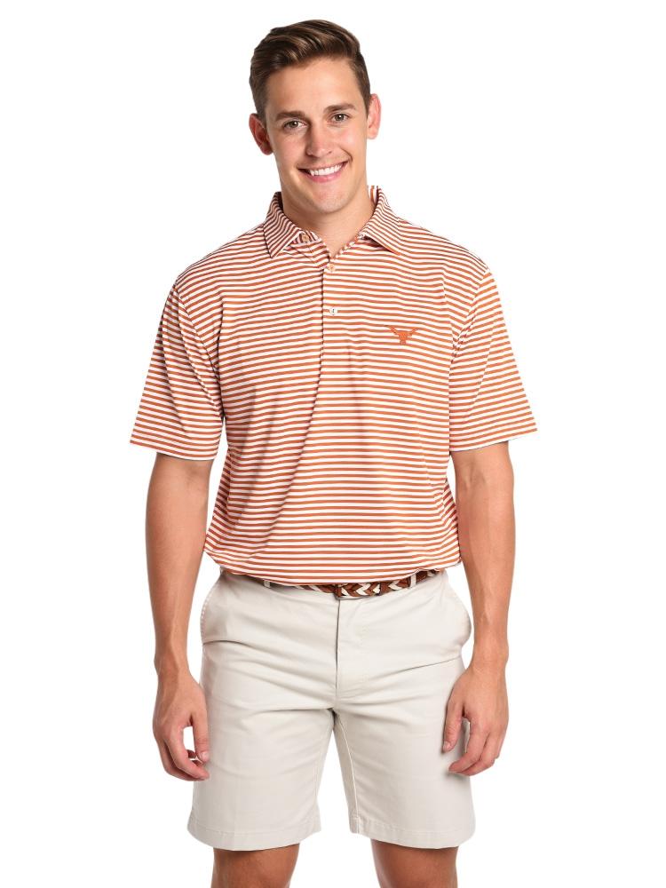 Peter Millar Men's Touchdown Stripe Stretch Mesh Jersey Polo - Saint Bernard
