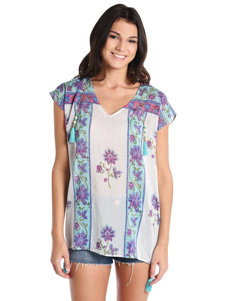 Alicia Bell Loose V-Neck Tunic Top - Saint Bernard