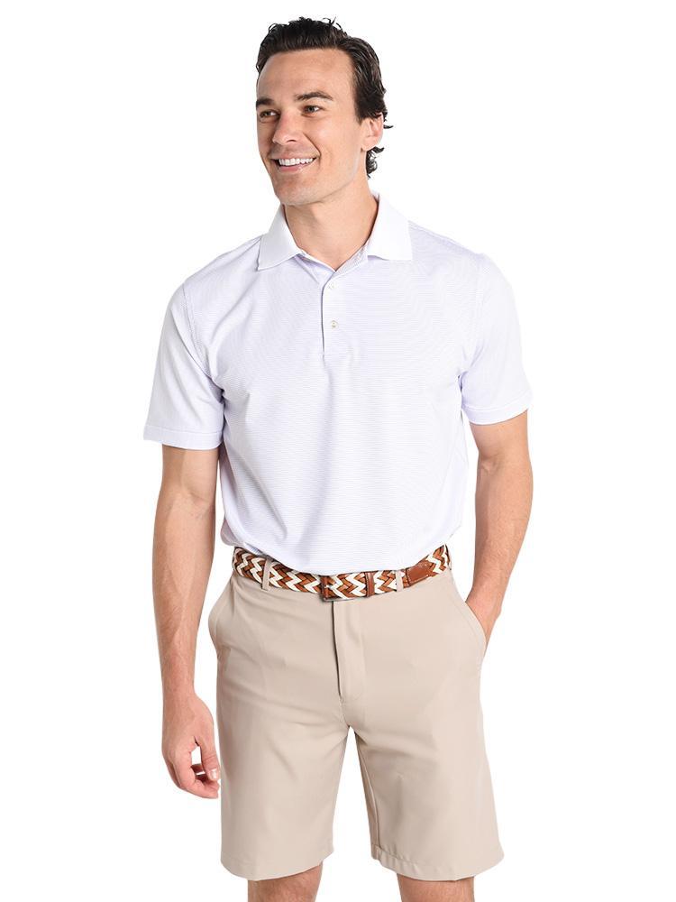 Peter Millar Men's Halford Stripe Stretch Jersey Polo - Saint Bernard