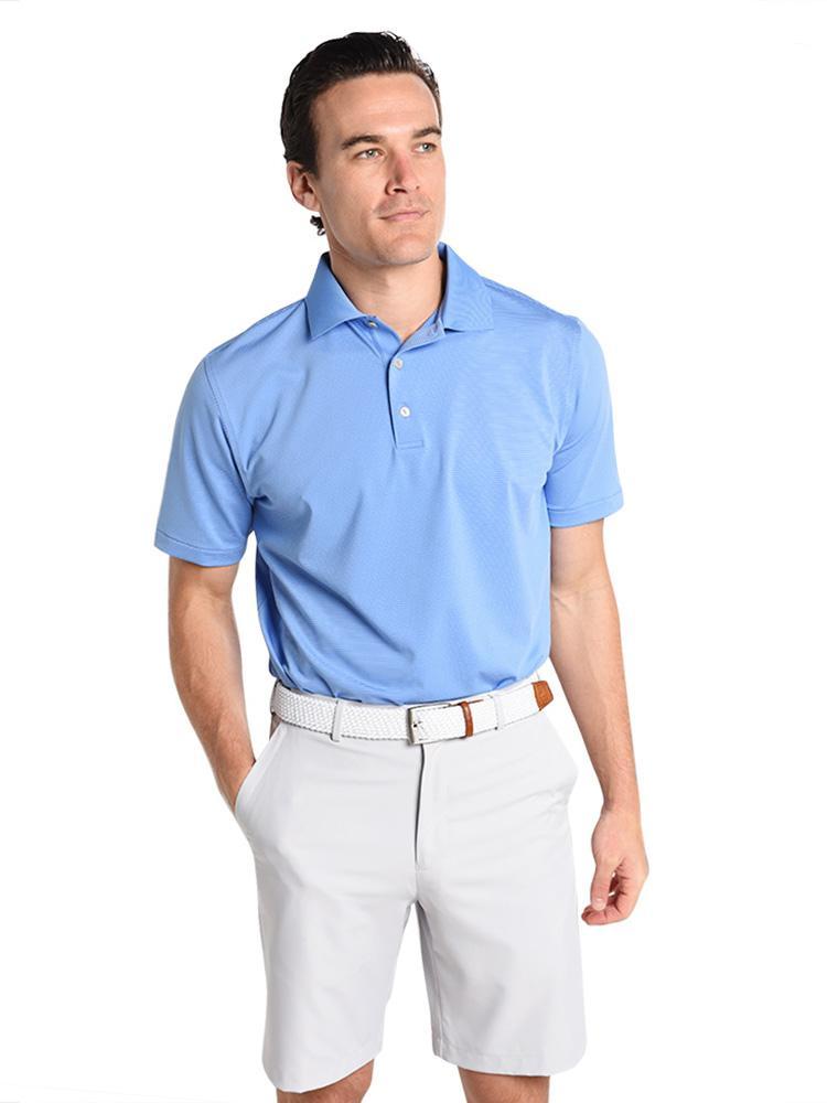 Peter Millar Men's Halford Stripe Stretch Jersey Polo - Saint Bernard