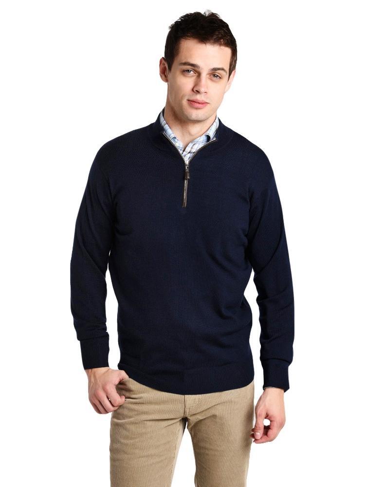 Peter Millar Men's Merino Napa Trimmed Quarter-Zip - Saint Bernard
