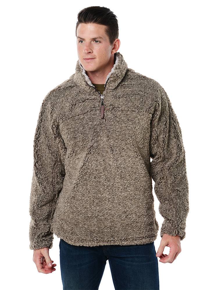 True Grit Men's Luxe Heather Melange Shearling 1/4 Zip Pullover - Saint Bernard
