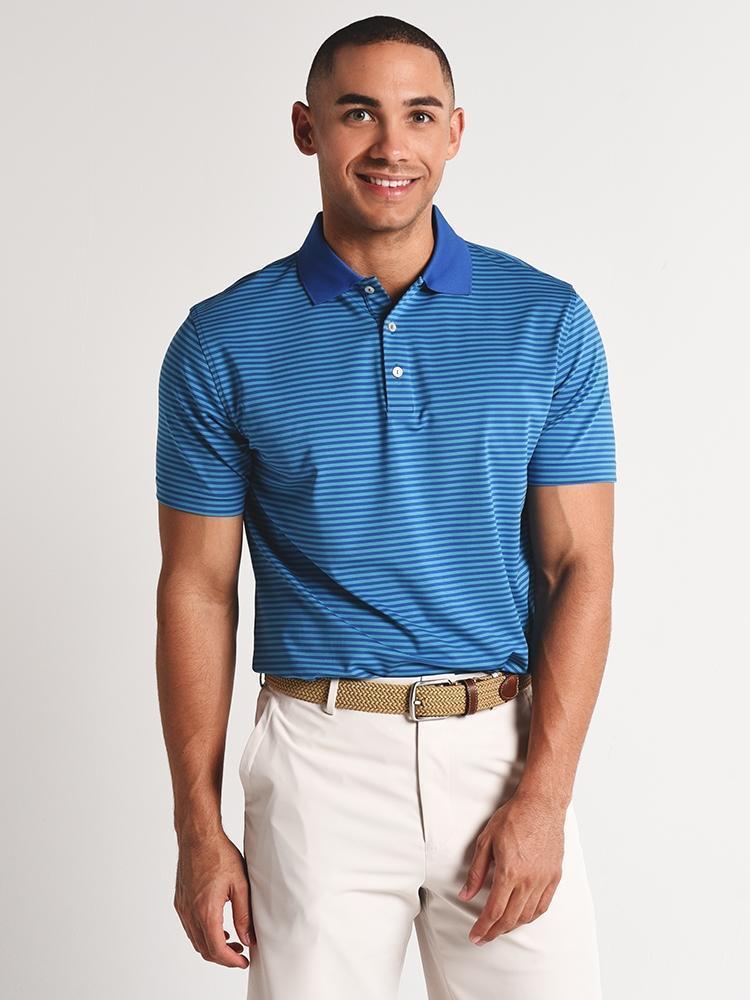 Peter Millar Competition Stripe Stretch Jersey Polo - Saint Bernard