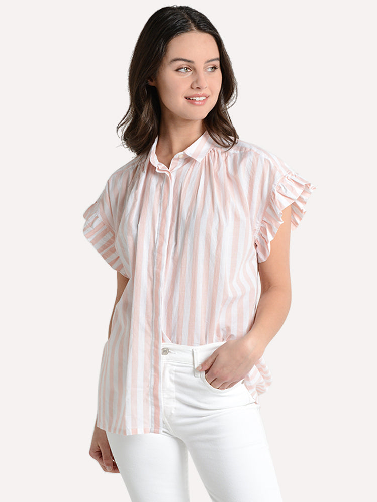 Trovata Marianne Ruffle Sleeve Shirt - Saint Bernard