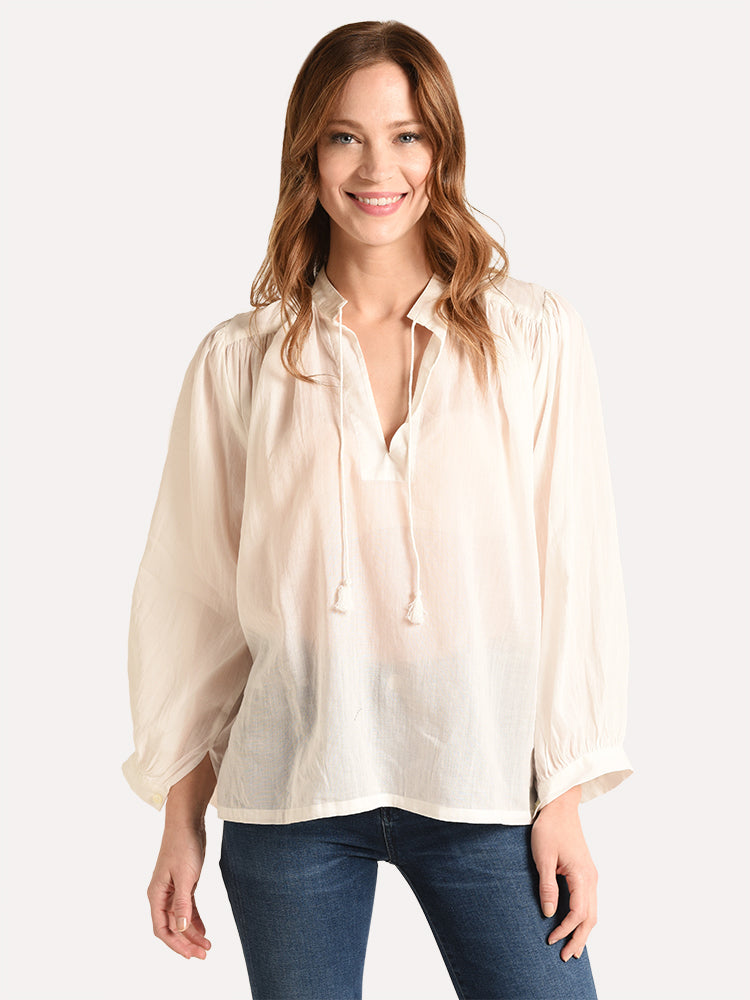 Trovata Colette Long Sleeve Bohemian Blouse - Saint Bernard