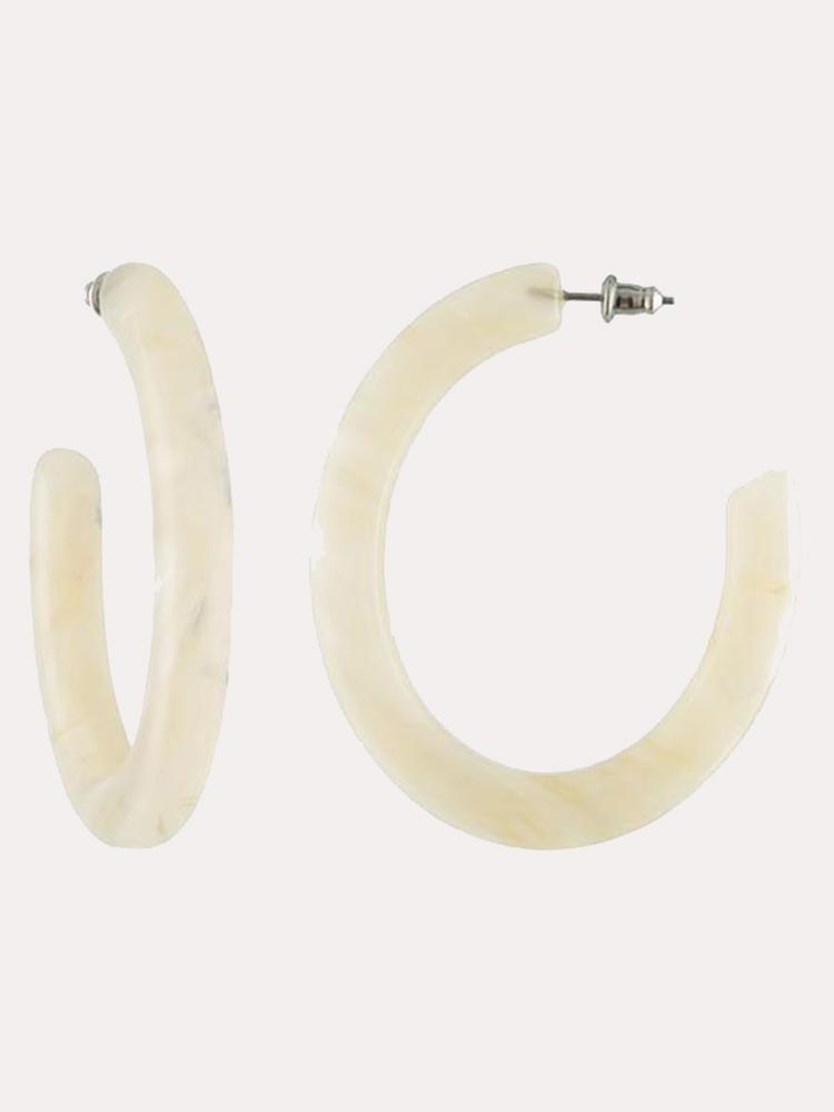 Machete Form Hoop Earrings In Opal - Saint Bernard
