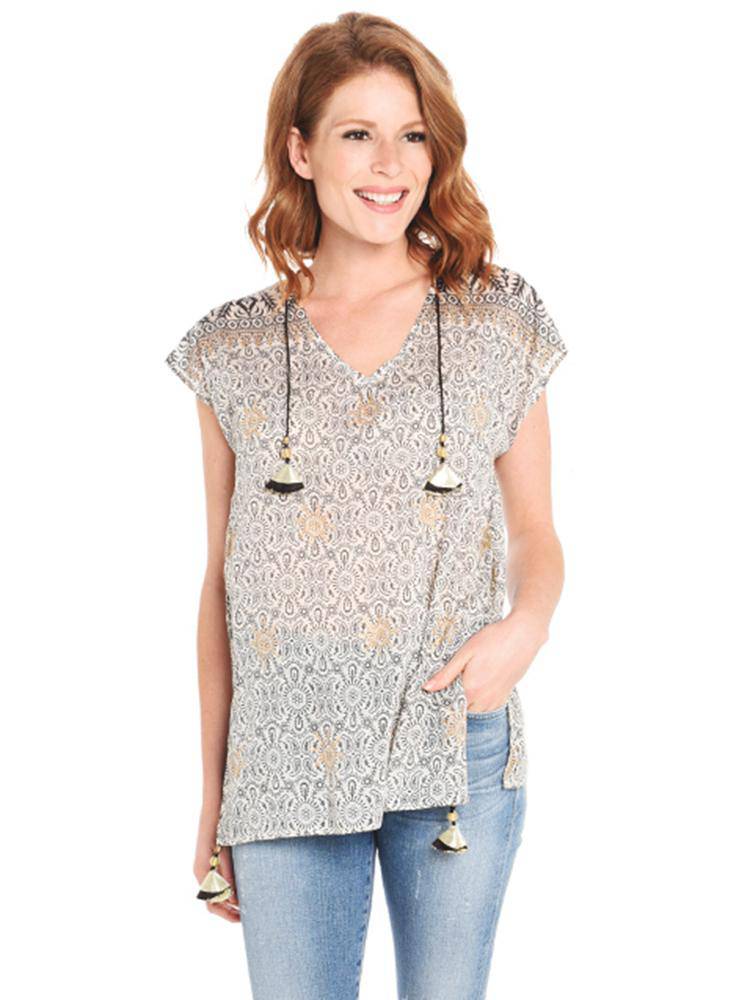 Alicia Bell Loose V-Neck Tunic Top - Saint Bernard