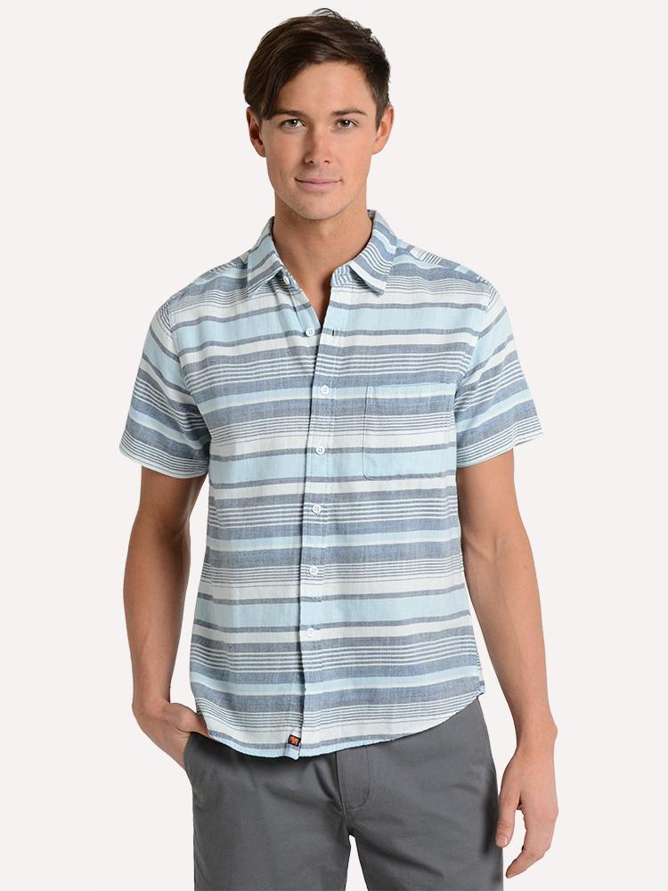 The Normal Brand Men's Freshwater Indigo Short Sleeve Button Down Shirt - Saint Bernard