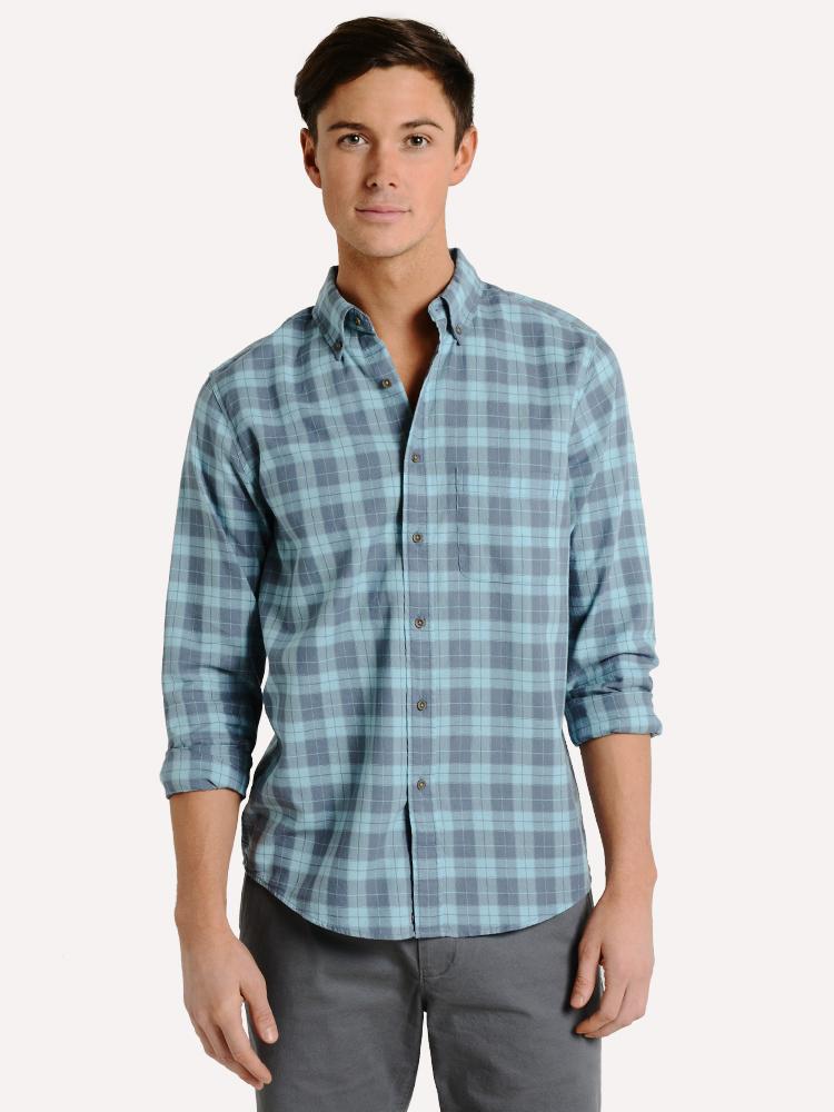 The Normal Brand Men's Two Tone Check Button Down Shirt - Saint Bernard