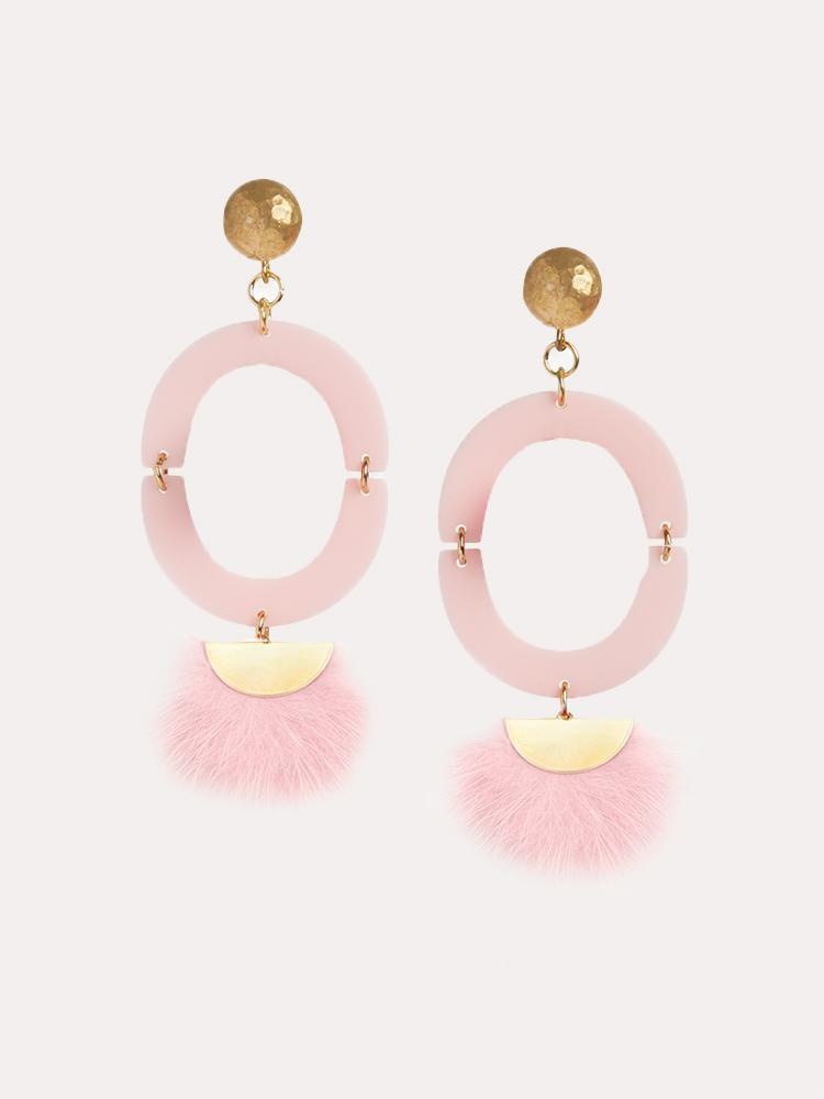 Neely Phelan Orbit Mink Drop Earrings - Saint Bernard