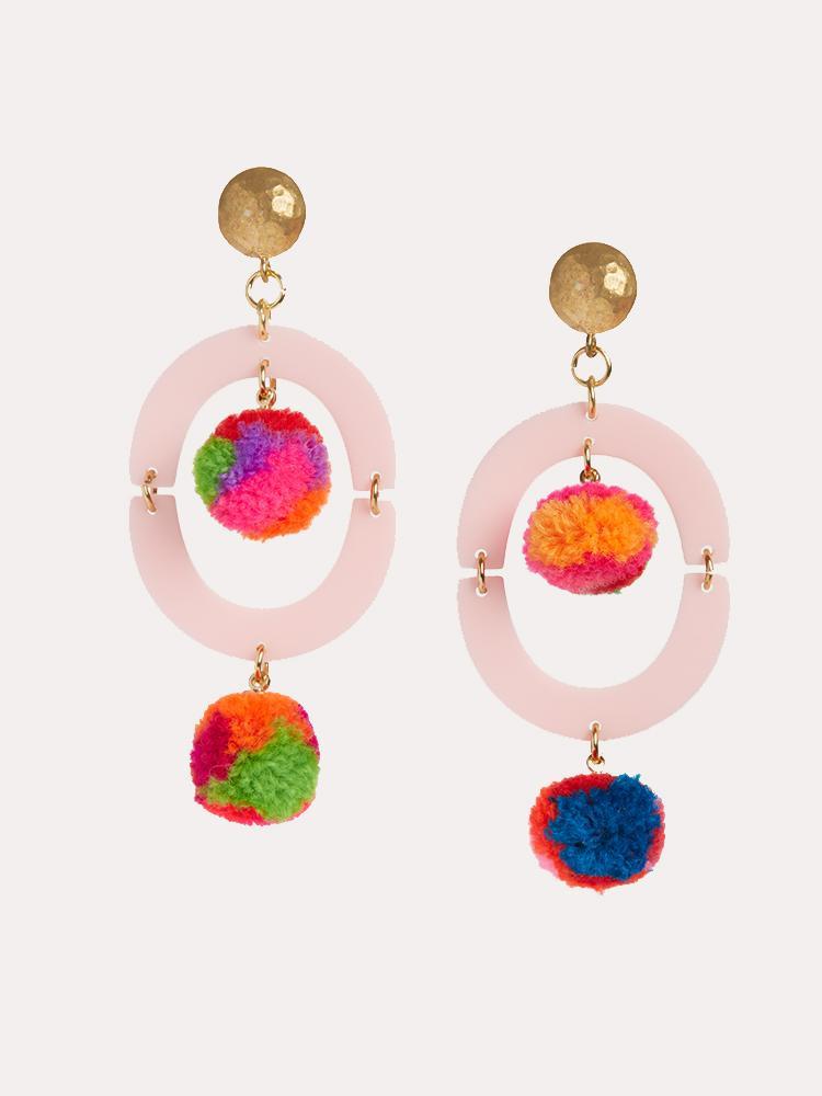 Neely Phelan Orbit Pom Pom Drop Earrings - Saint Bernard