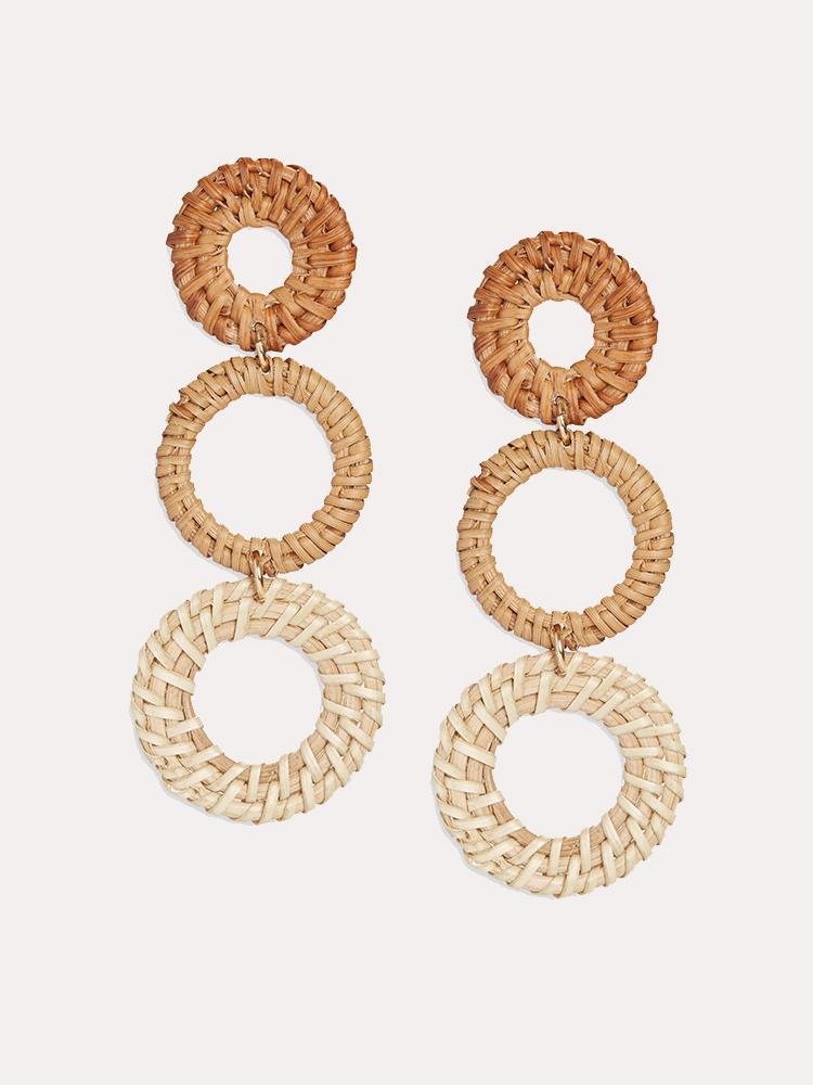 Neely Phelan Rattan 3 Hoop Drop Earrings - Saint Bernard