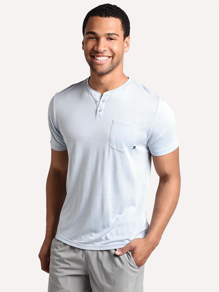 Mens Bamboo Slacktide Short Sleeve Henley - Saint Bernard