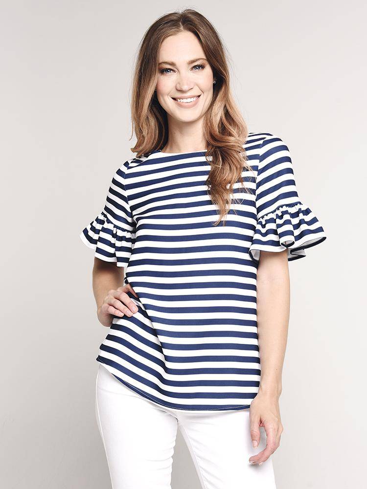 Sail to Sable Ruffle Sleeve Top - Saint Bernard