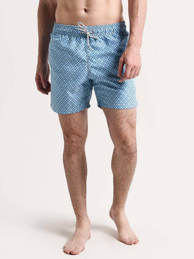 Michaels Swimwear Diamond Pattern Swim Trunk - Saint Bernard