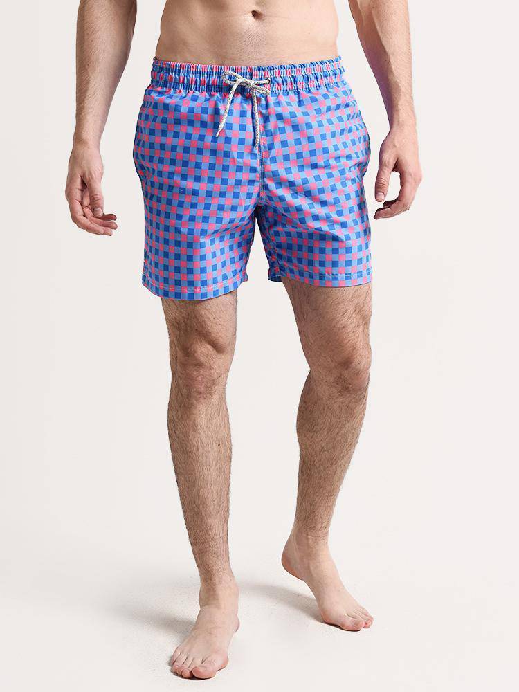Michaels Swimwear Classic Gingham Swim Trunk - Saint Bernard