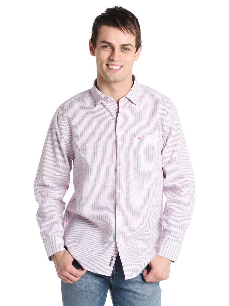 Tommy Bahama Men's Bungalow Stripe IslandZone Linen Shirt - Saint Bernard