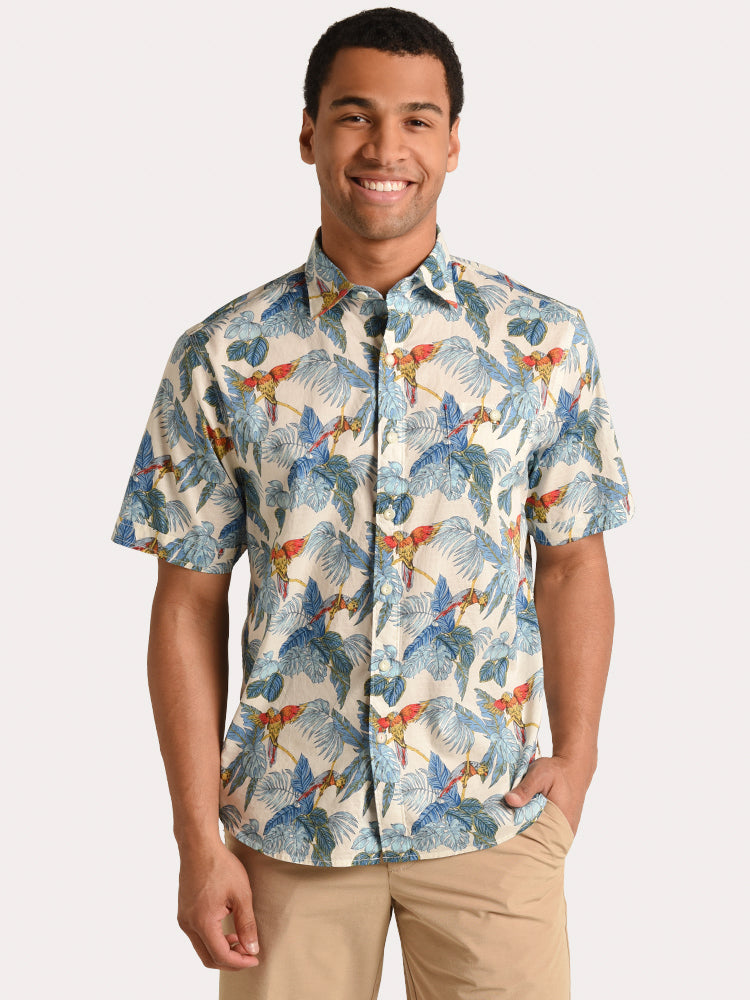 Tommy Bahama Men's 24 Parrot Fronds Camp Shirt - Saint Bernard