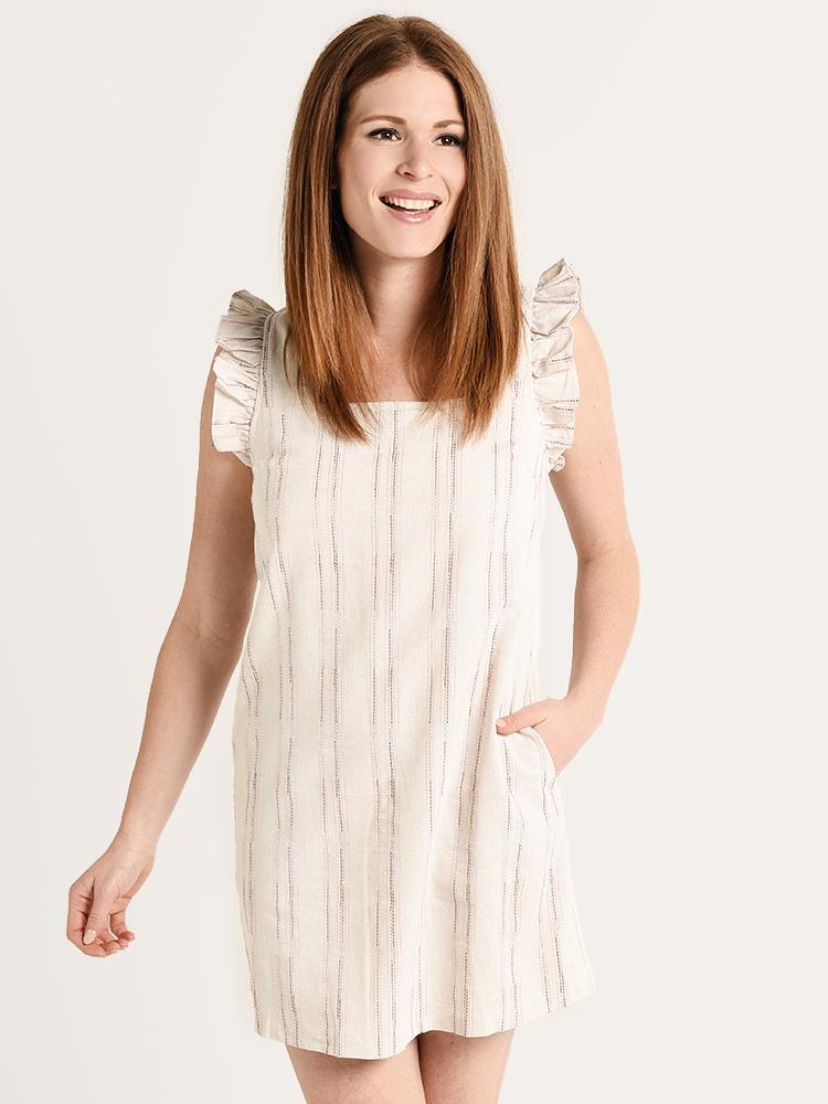 Ellison Pin Stripe Flutter Woven Dress - Saint Bernard