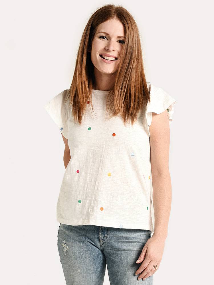 THML Women's Multi Color Dotted Knit Top - Saint Bernard