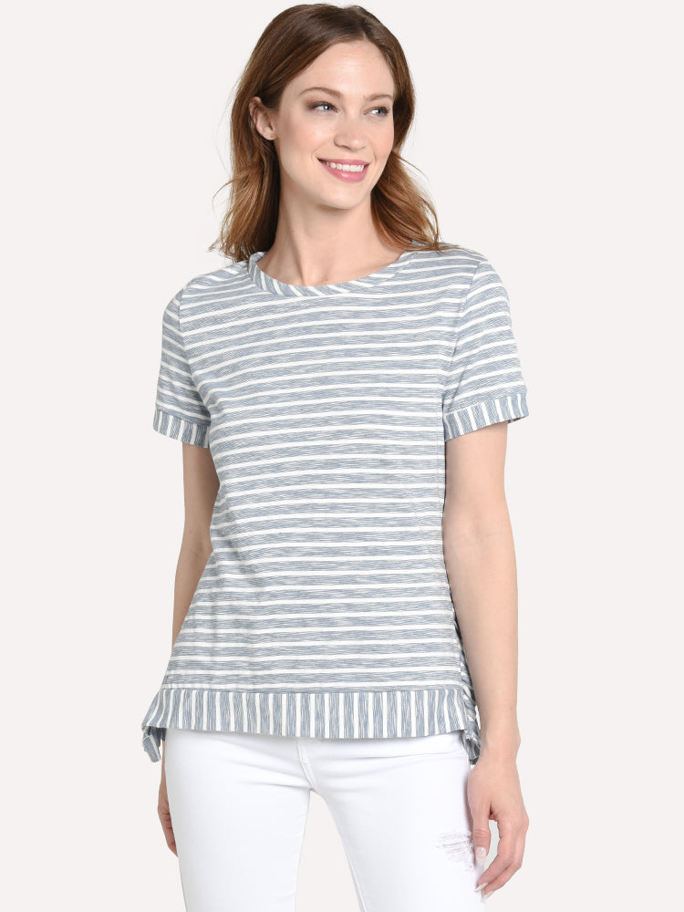 THML Stripe Ruffle Knit Top - Saint Bernard