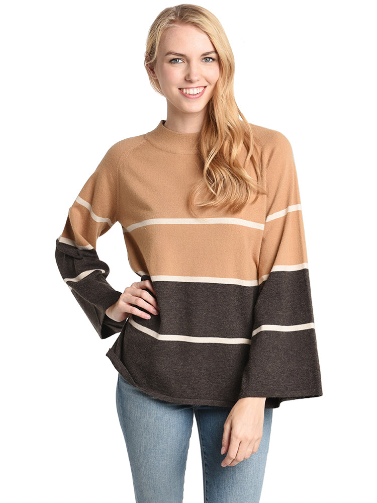 THML Stripe Bell Sleeve Sweater