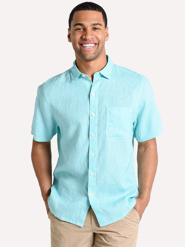 Tommy Bahama Men's Sea Glass Breezer Linen Camp Shirt - Saint Bernard