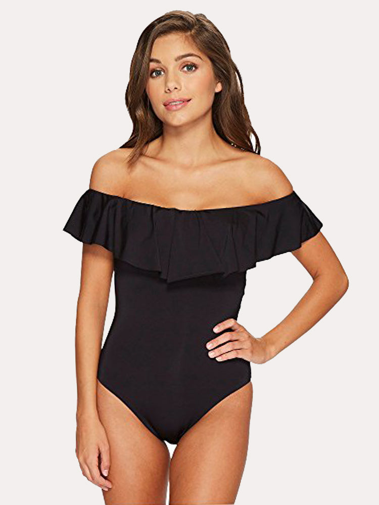 Trina Turk Key Solids Off The Shoulder Bandeau 1 Piece - Saint Bernard